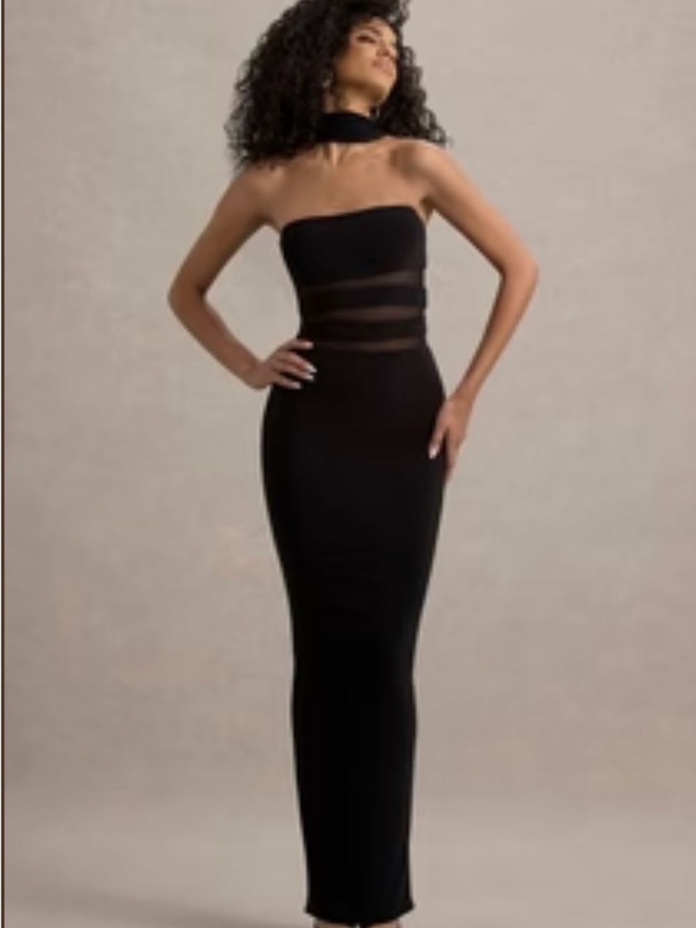Club L London Gaia Black High Neck Cut Out Maxi Dress